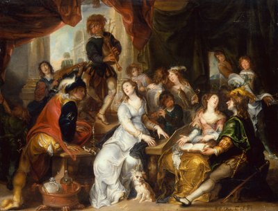 Allégorie des cinq sens : Une joyeuse compagnie dans un intérieur palatial - Simon de Vos
