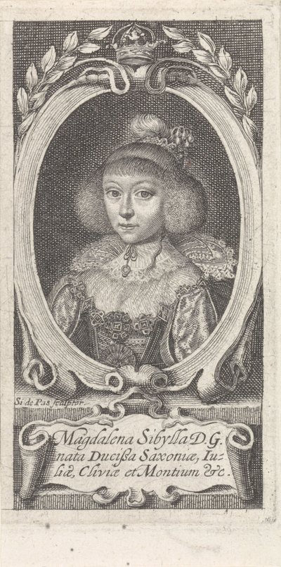 Princesse Madeleine Sibylle de Saxe 1617-1668, duchesse de Saxe-Altenbourg, vers 1647-1648 - Simon van de Passe