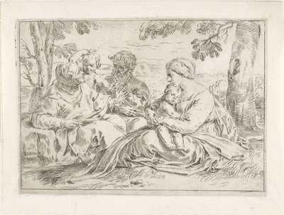 Sainte Famille avec Élisabeth et le jeune Jean-Baptiste - Simone Cantarini