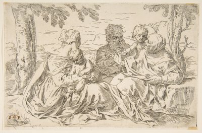 Sainte Famille avec Sainte Élisabeth et Saint Jean-Baptiste - Simone Cantarini