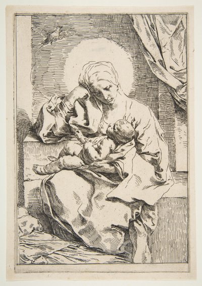 Madonna et Enfant avec un oiseau, vers 1635-1636 - Simone Cantarini