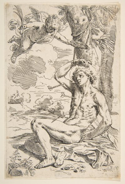 Saint Sébastien percé de flèches et attaché à un arbre, vers 1639 - Simone Cantarini