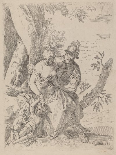 Mars, Vénus et Cupidon - Simone Cantarini after Veronese