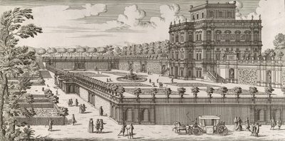 Vue de la façade latérale du Palazzo Pamphili et de son jardin Secondo prospetto pe..., après 1677 - Simone Felice