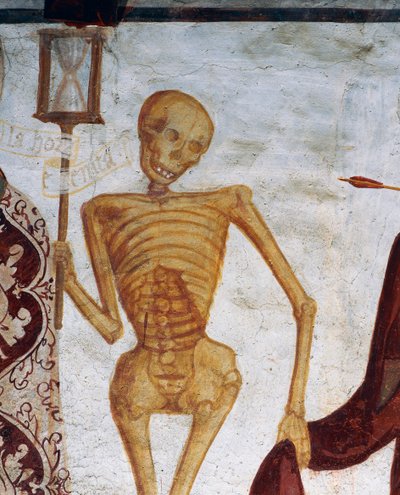 La mort tenant un sablier, détail de La Danse Macabre - Simone II Baschenis