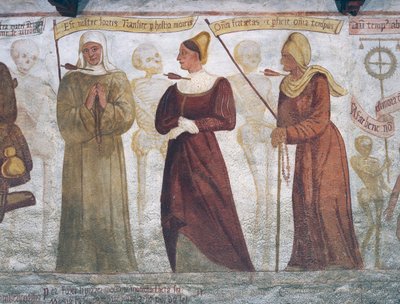 La Mort avec la nonne, la jeune femme et la vieille femme (détail) - Simone II Baschenis