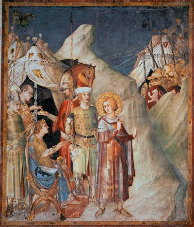 Épisodes de la vie de Saint Martin: « Saint Martin de Tours renonce aux armes » Fresque de Simone Martini (1285-1344). 1312-1317 - Dim 265x230 cm Basilique inférieure de Saint François d