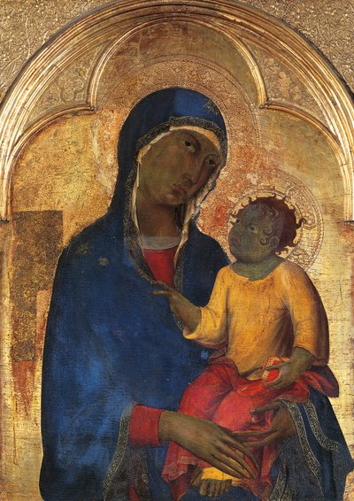 Madone et Enfant, détail du Retable de San Domenico - Simone Martini