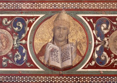 Maestà : Saint Grégoire, détail du cadre, 1315 (détail) - Simone Martini