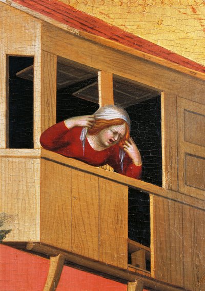 Femme penchée sur un balcon (détail) - Simone Martini