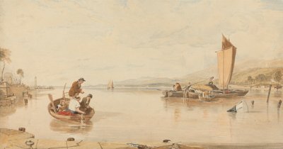 Calme Plat : Bateaux au Large du Château de Cowes - Sir Augustus Wall Callcott
