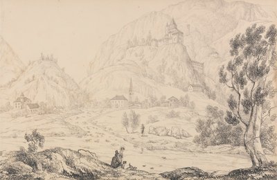 Album de 30 vues au Tyrol et en Italie : Forteresse de Trostburg près de la ville de Kollman. Tyrol. 28 oct. 1840 - Sir Charles D