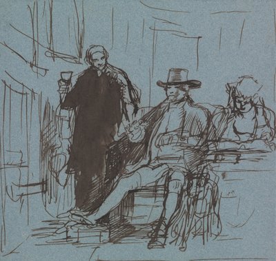 Le capitaine Locker assis à une table avec sa fille ; un majordome debout à côté de lui - Sir David Wilkie