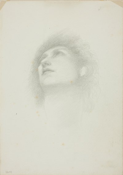 Tête de femme avec visage tourné vers le haut - Sir Edward Burne Jones