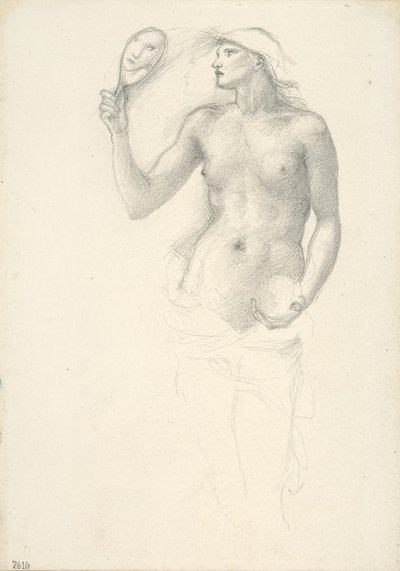 Figure féminine semi-nue avec miroir dans la main droite - Sir Edward Burne Jones