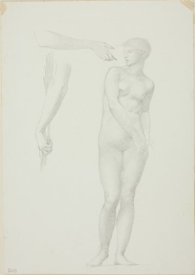 Femme nue debout et esquisses de bras - Sir Edward Burne Jones