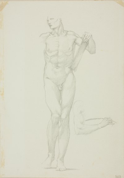 Homme debout avec tablette ; esquisse séparée du bras droit - Sir Edward Burne Jones