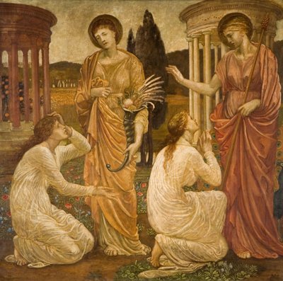 Cupidon et Psyché - Murales de Palace Green - Psyché aux sanctuaires de Junon et Cérès, 1881 - Sir Edward Coley Burne Jones
