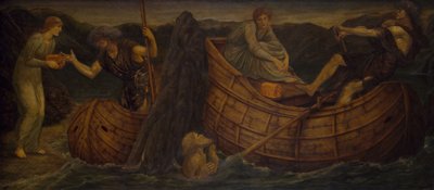 Cupidon et Psyché - Murales du Palais Vert - Psyché donnant la pièce au passeur du Styx, 1881 - Sir Edward Coley Burne Jones