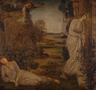Cupidon et Psyché - Fresques du Palais Vert - Zéphyr portant Psyché à la montagne - Sir Edward Coley Burne Jones