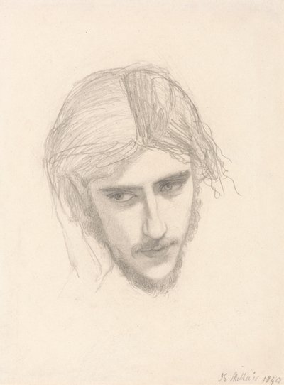 Étude pour la tête de Ferdinand dans "Ferdinand attiré par Ariel" - Sir John Everett Millais