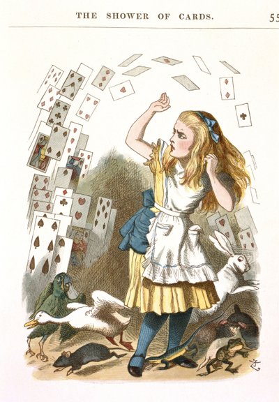 La pluie de cartes. Illustration pour Alice au pays des merveilles de L. Carroll, 1890 - Sir John Tenniel