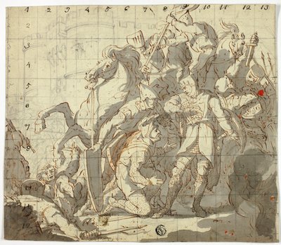 Chevaliers combattants devant le château - Sir Robert Ker Porter