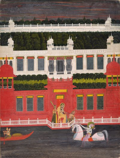 Krishna reçoit une guirlande de fleurs - Sitaram