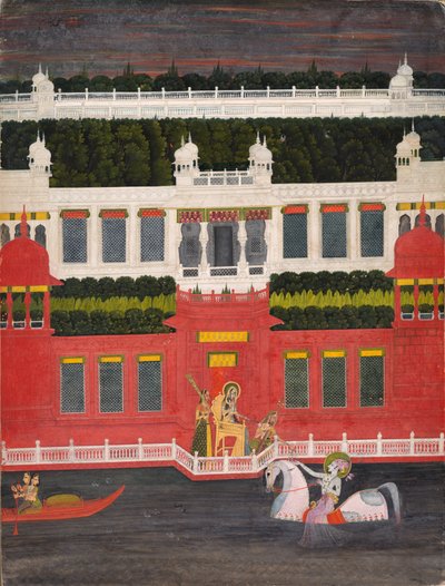 Krishna reçoit une guirlande de fleurs, vers 1750-1760 - Sitaram