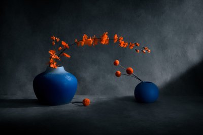 Vases bleus, fleurs orange - Siyu_Wei APA