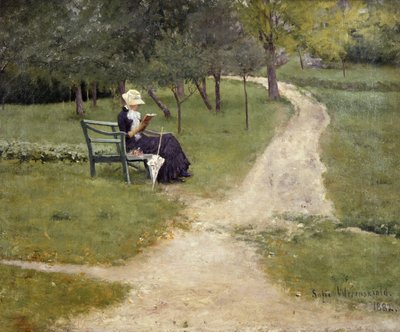 Femme lisant sur un banc - Sofie Thomesen Werenskiold