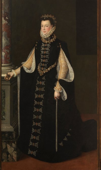 Espagnol : Isabel de Valois sosteniendo un retrato de Felipe II Portrait d