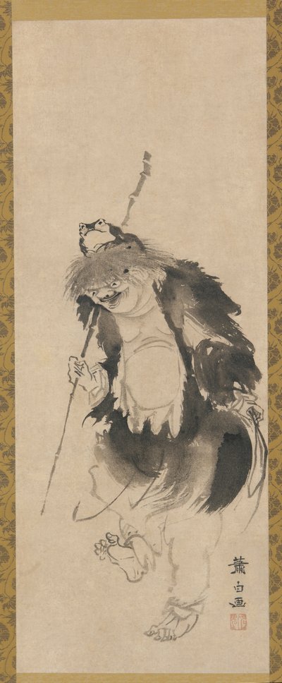 Gama Sennin chinois Hou Xiansheng et son crapaud à trois pattes, période Edo, XVIIIe siècle - Soga Shohaku