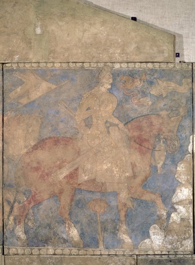 Le Héros Rustam, de Penjikent, première moitié du 8ème siècle (peinture murale sur plâtre) - Soghdian