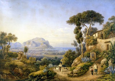 Palerme et le mont Pellegrino. Peinture de Solomon Corrodi - Solomon Corrodi