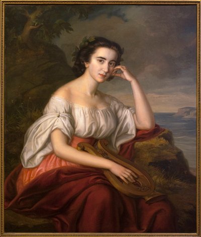 Sappho. Peinture par Soma Orlay Petrich (1822-1880), huile sur toile, vers 1860. Art hongrois - Soma Orlay Petrich