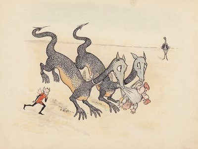 Illustration pour Little Twin Dragons de S Rosamond Praeger (lithographie couleur) - Sophia Rosamond Praeger