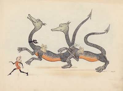 Illustration pour Little Twin Dragons de S Rosamond Praeger (lithographie couleur) - Sophia Rosamond Praeger