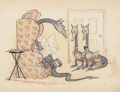 Illustration pour Little Twin Dragons de S Rosamond Praeger (lithographie couleur) - Sophia Rosamond Praeger