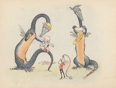 Illustration pour Little Twin Dragons de S Rosamond Praeger (lithographie couleur) - Sophia Rosamond Praeger