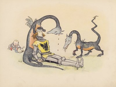 Illustration pour Little Twin Dragons de S Rosamond Praeger (lithographie couleur) - Sophia Rosamond Praeger