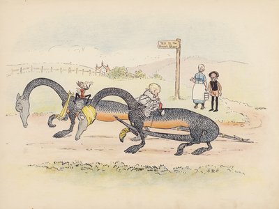 Illustration pour Little Twin Dragons de S Rosamond Praeger (lithographie couleur) - Sophia Rosamond Praeger