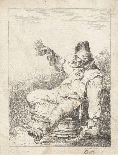 Homme ivre assis sur un tonneau - Sophia Wilhelmina Evans