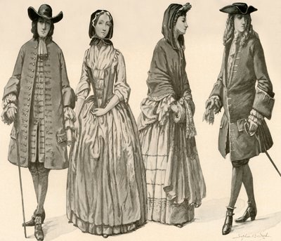 Vêtements sous les règnes de Charles II, Jacques II, Guillaume et Marie 1682-1700, 1903, 1937 - Sophie B. Steel
