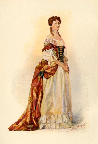 Robe de brocart rouge portée dans la colonie de la Barbade vers 1685 - Sophie B. Steel
