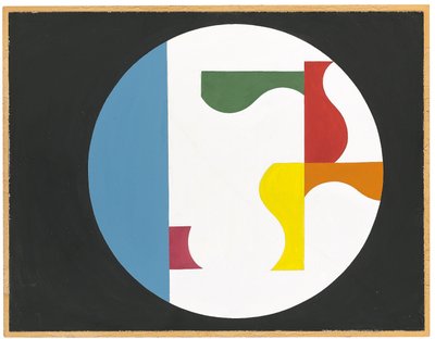 Composition dans un cercle blanc sur fond noir - Sophie Taeuber Arp
