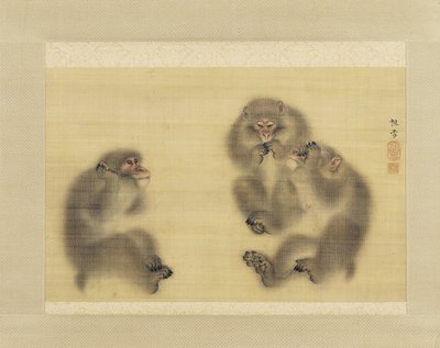 Singes : Ne pas entendre le mal, ne pas voir le mal, ne pas dire le mal, c.1820 - Sosetsu Mori
