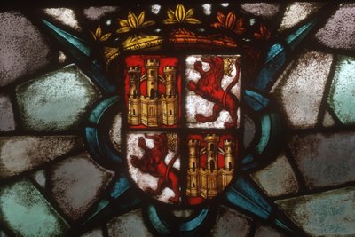 Un blason représentant deux châteaux et deux lions rampants - Spanish School