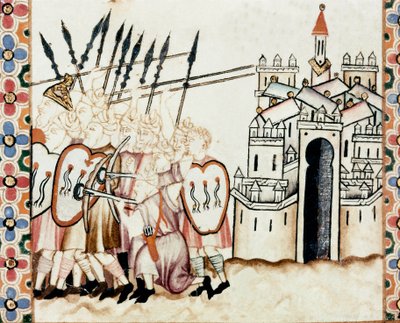 Armée des Maures défendant une ville (détail) - Spanish School