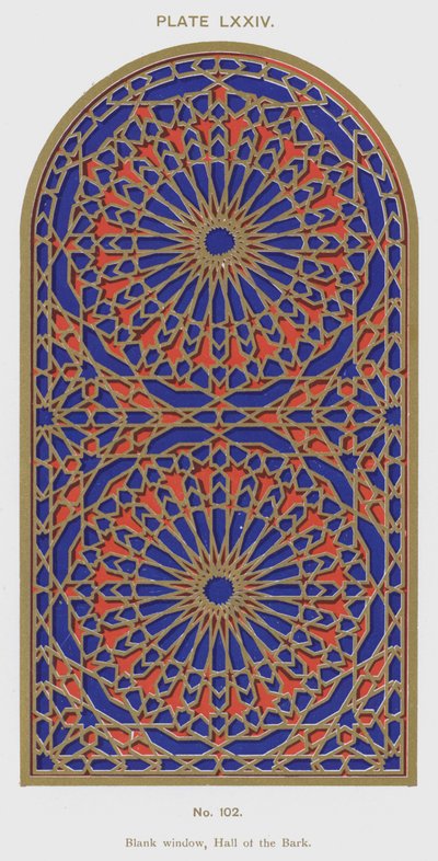 Fenêtre aveugle, Salle de la Barque (lithographie en couleur) - Spanish School